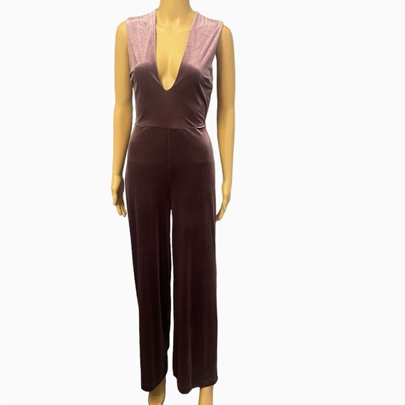 BOU BOU Plum Purple Velvet Backless Jumpsuit - Small - Picture 4 of 9